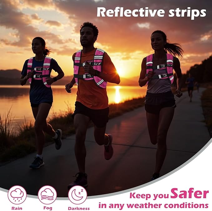FUFF Weighted vest woman - 5lb/10lb/12lb/15lb/20lb/25lb/30lb Weights with Reflective Stripe, Weighted Vest for Men Women Strength Training Running Walking Jogging