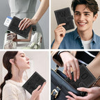 Passport Holder Wallet Cover Personalized Letter A-Z Travel Wallet RFID Blocking Passport Cover Wallet Case for Travel Passport Book Holders for Women and Men, Black-W