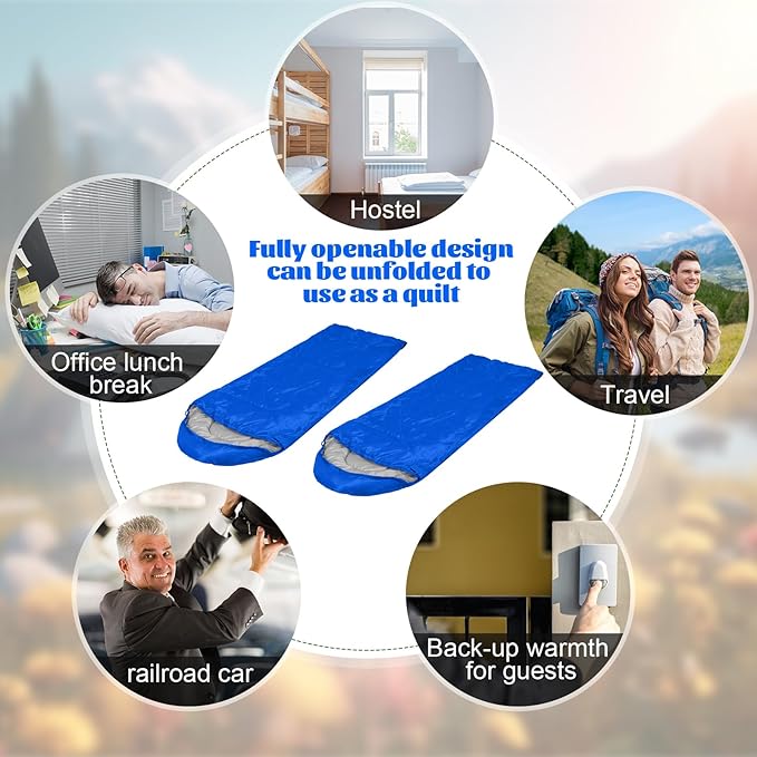 Macarrie 6 Pack Camping Sleeping Bags Bulk for Adults, 4 Season Cold Weather Sleeping Bag with Compression Sack Lightweight Waterproof Essential Gear for Backpacking Hiking Travel