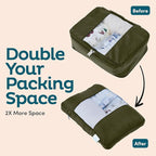 6-Pack Compression Packing Cubes Travel Essentials - Lightweight, Water-Resistant Luggage Organizer Bags with Handles, Durable Travel Accessories Suitcase Organizer (Olive)