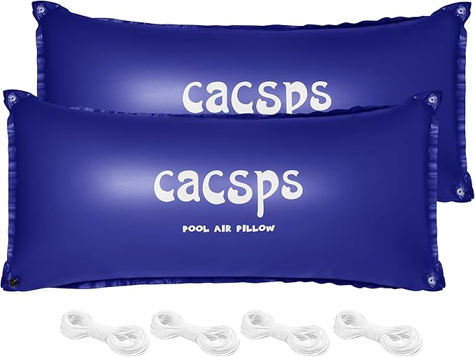 2 Pack Pool Pillow for for Above Ground Pools, 4x8 Ft Pool Air Pillow for Closing Winter Pool Winterizing Kit for Ground Pool, 0.5mm PVC Material, 2X 16.5Ft Rope (Blue)
