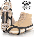 Ice Cleats, Upgraded Snow Grips 18 Stainless Steel Spikes Crampons, Strong Traction Anti-Slip, Walking Hiking on Ice & Snow Ground, Mountain Climbing, for Shoes Boots