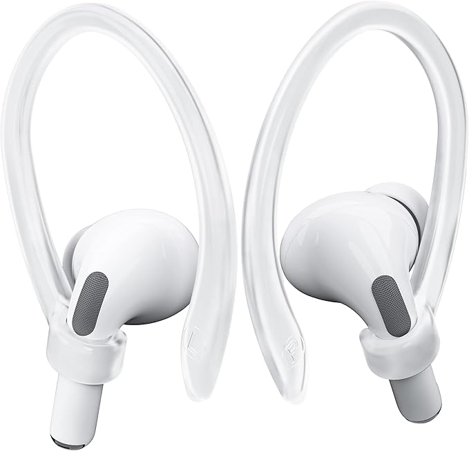 AirPods Ear Hooks - Upgraded Anti Slip Sports Clip Hooks for AirPods 1, 2, 3, 4, Pro and Pro 2 Transparent