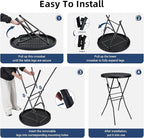 Cocktail Table 28in High Top Round Folding Indoor Outdoor, Plastic Bar Height Foldable Bistro Tall Table for Party, Patio, Dining Room, Kitchen, Events, Removable Locking Legs, Black