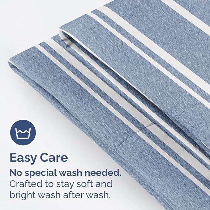 CGK Unlimited King Size Pillow Cases Set of 4 - Soft, Premium Quality Microfiber Pillowcase Covers - 20x40, 20x36 & 20x48 Pillows for Sleeping - Blue Stripes 3