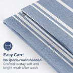King Pillow Cases Set of 2 - Ultra Soft Hotel Quality Pillowcase Covers - Comfy Cozy Bedding for Women, Men, Kids & Teens - Machine Washable Pillow Protectors - 2 Pieces Set - King Size Blue Stripes