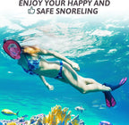 Mask Fins Snorkeling Gear for Adults, Full Face Snorkel Mask & Adjustable Swim Fins Snorkel Set, Panoramic View Snorkel Mask Dry Top Anti-Fog Anti-Leak