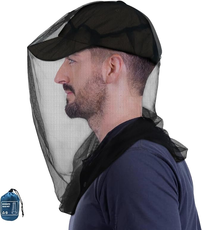 South to East Premium Mosquito Head Net for Insect 1 Pack, Ultra Large & Long, Extra Fine Holes, Fly & Bug Protection Gear for Camping, Hiking, Fishing, Gardening, Safari, Fit All Hats for Men & Women
