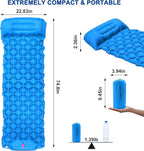 Camping Sleeping Pad, Ultralight Inflatable Mattress with Pillow Built-in Foot Pump for Outdoor Hiking Travel Tent Backpacking Trip Car, Compact Lightweight Camping Mat, Blue