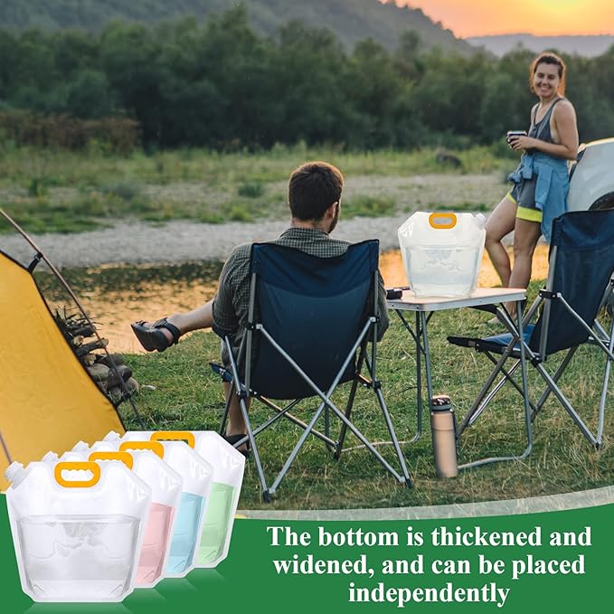 Tessco 8 Pcs 1.3 Gallon Collapsible Water Storage Bags, Clear Plastic, 1.0 Pounds