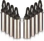 Volhoply Insulated Water Bottles Bulk 8 Pack, 40 oz Stainless Steel Sports Bottle with Paracord Handle & Spout Lid, Vacuum Metal Travel Water Cups with Wide Mouth,Reusable Large jug(Silver,8 Set)