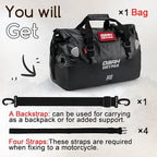 Waterproof Duffel Bag - Motorcycle Dry Bag Tail Bag with Large Storage Space, Waterproof Luggage Duffle Bags with Outer Mesh Zipper Pocket for Camping, Kayaking, Fishing & Traveling