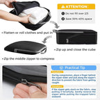 BAGAIL 4 Set/6 Set/8 Set Compression Packing Cubes Travel Accessories Expandable Packing Organizers (Cloth Pattern, 4-Black)