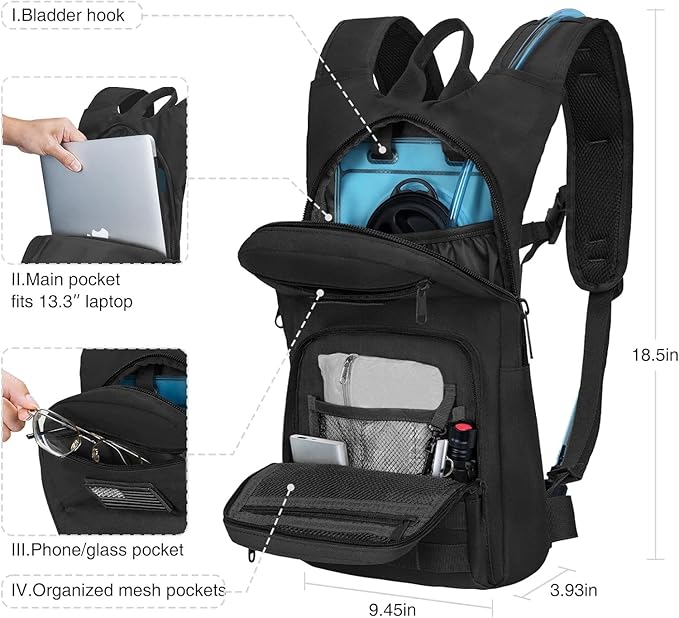 NOOLA 3L Hydration Backpack, Water Backpack with TPU Water Bladder, Tactical Hydration Pack for Men Women, Molle Water Backpack for Hiking, Biking, and Hunting