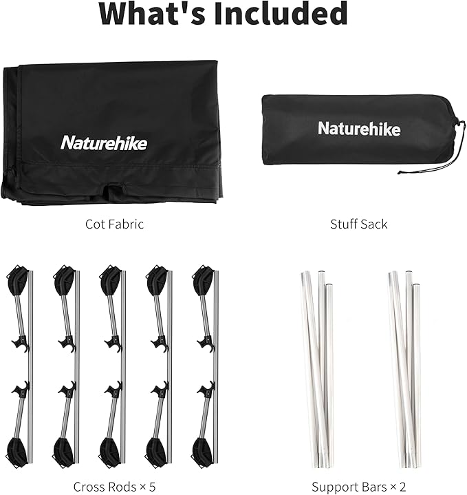 Naturehike GreenWild Camping Cot, Ultralight Folding Backpacking Cot, 60-Second Easy Set-Up, Supports 330lbs, Portable Camping Bed for Adults for Camping Hiking Travel Home