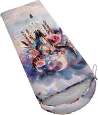 AILONEN Pink Lovely Rabbit Sleeping Bag for Girls Kids Adults,Warm and Cool Weather,Lightweight,Waterproof Backpacking,Cartoon Flowers Printed Bunny Sleeping Bag for Camping