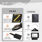 Personalized Initial Luggage Tags for Suitcase TSA Approved, Black Leather Cute Luggage Tag with Privacy Cover Name Card, Embroidered Custom Luggage Tags Travel Backpack Tags Gifts for Women Kids(Z)