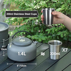REDCAMP 6/10/11/12/14/15/19 PCS Camping Cookware Mess Kit Camping Gear Campfire Utensils Lightweight Stackable Pot Pan Bowls Soup Spoon with Storage Bag for Camping, Backpacking, Outdoor Cooking