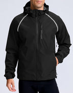 Men's Cycling Rain Jackets Waterproof Running Bike Windbreaker Lightweight Packable Hooded Jacket