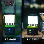 2PCS 6500K White Light LED Camping Lantern Rechargeable 1000LM, 4500mAh Power Bank, Flashlight for Hurricane Emergency, Hiking, IP44 Waterproof Lantern(Green)