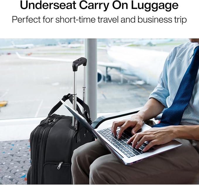 Hanke Softside Underseat Carry On Luggage with Wheels,Travel Luggage Rolling Bag Small Suitcase，Black, Underseater 16-Inch