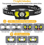 Headlamp 2 Pack,1500 Lumen Bright LED Head Lamp with 7 Modes, Head Lights for Forehead with Red Light, IPX5 Waterproof Head Light for Adults and Kids Camping Running, 6AAA Batteries Included