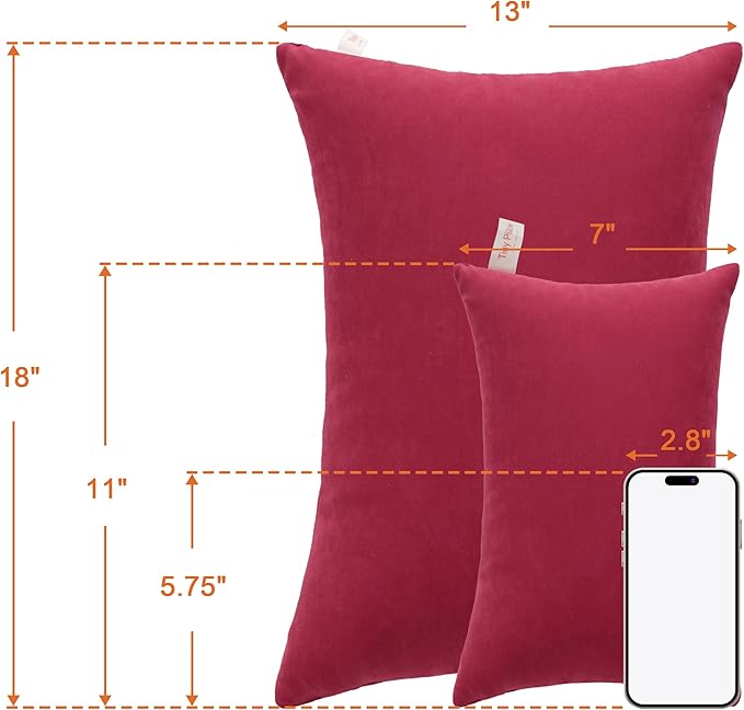 NTBAY Tiny Pillows, Down Alternative 7"x11" Microfiber Mini Pillow for Travel, Pets, Soft Machine Washable Small Pillows for Neck, Wrist, Lumbar and Knee, Red