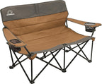 Quilted Low Loveseat Camping Chair for 2 with Padded Seat and Back for Camping/Hiking/Backpacking Made by Caddis Sports (Low Loveseat (Brown))