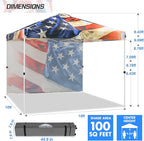 EAGLE PEAK Pop Up Canopy Tent with 1 Sidewall, Easy Setup Event Tent, Outdoor Sun Shade, Wheeled Carry Bag, Stakes and Guy Ropes, Instant Canopy 10x10, Stars and Stripes