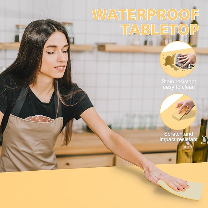 4 FT Folding Table with Carry Handle, Portable Fold-in-Half Plastic Table, Rectangle Foldable Table for Indoor/Outdoor Light Yellow