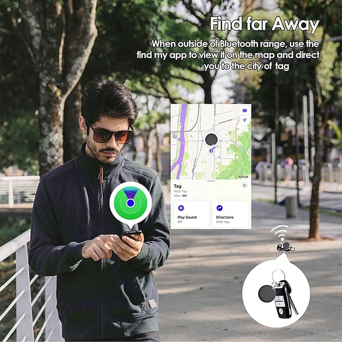 GPS Tracker for Vehicles No Subscription, Hidden Tracker Device for Vehicles, Mini Car Tracker Tag Work with Find My (iOS Only), Tracking Device for Kids, Key, Pet (4)