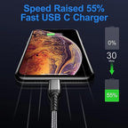Durcord USB C to USB C Cable, 2Pack 100W 6ft USB C Charger Cable Fast Charging for Android/Phone/Pad, Type C to Type C Charger Braided USB Cable Compatible withi Phone 15 Pro Plus Max Silver