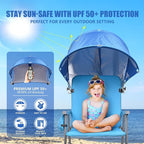 XL Universal Chair Canopy Umbrella, UPF 50+ Foldable Sun Shade Attachment with Adjustable Clamp, Fits Most Brands’ Beach, Camping, Lawn, Tanning, Zero Gravity, Lounge & Fishing Chairs