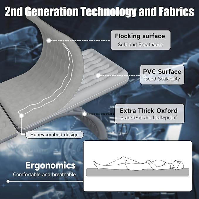 Car Air Mattress, Inflatable SUV Truck Air Mattress Back Seat Camping Bed Thickened Car Sleeping Pad for Travel, Car Bed SUV Mattress with Air Pump 2 Pillows