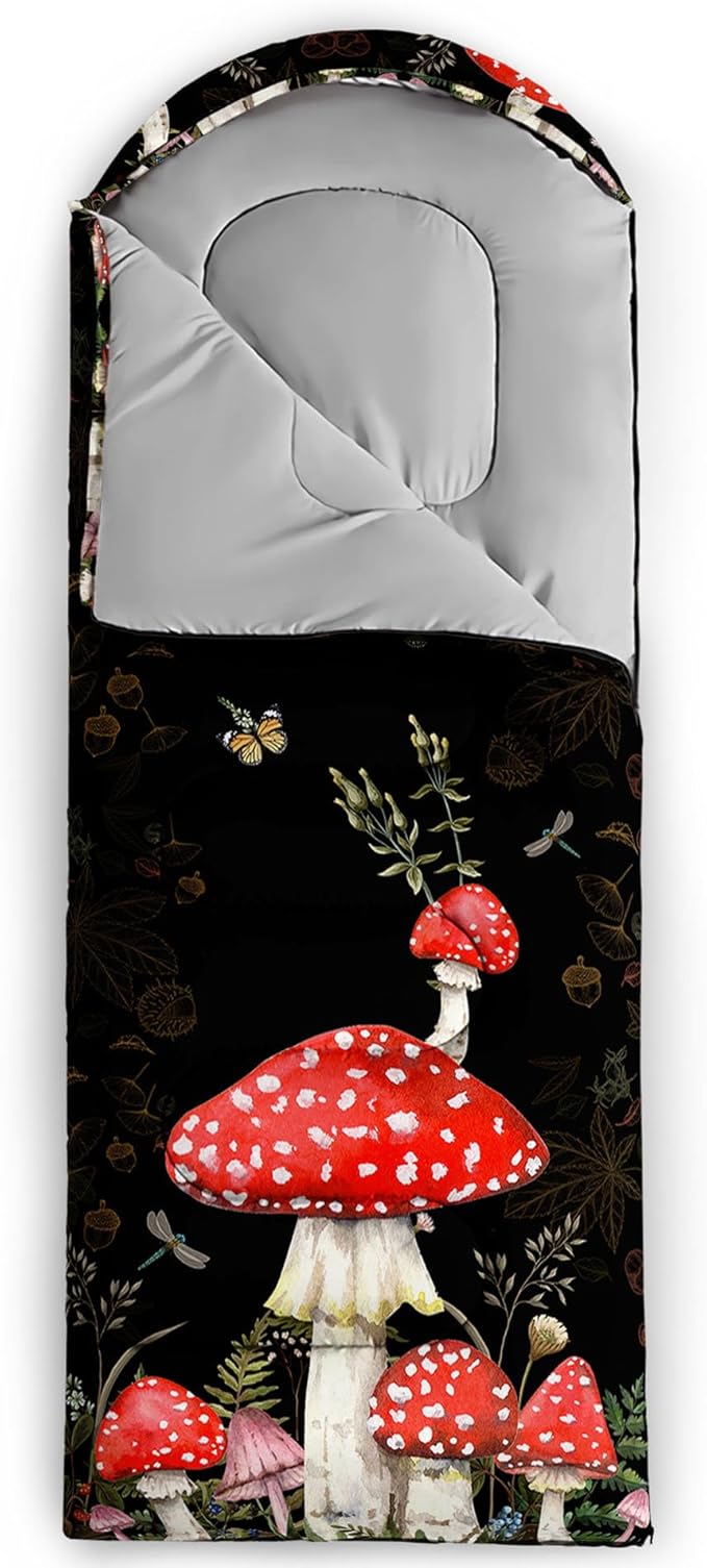 Galaxy Wolf Camping Sleeping Bags Warm & Cool Weather Waterproof Backpacking Blue Purple Starry Sky Sleeping Bag All Seasons Camping, for Adult Kids Boy Girls Camping Gear Equipment, Traveling