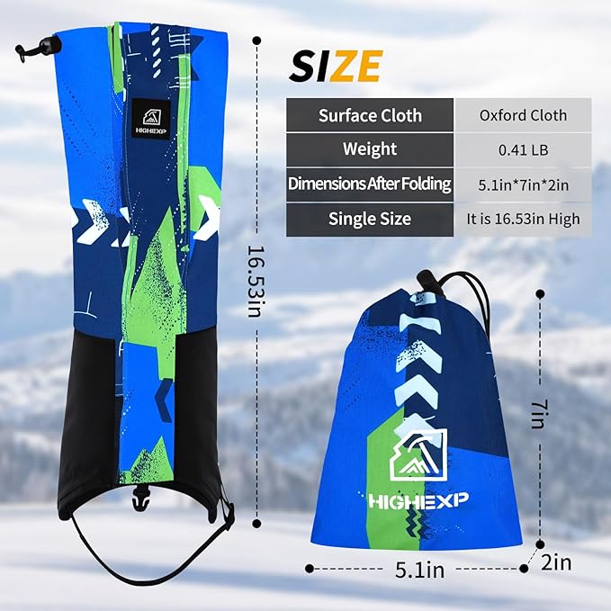 Leg Gaiters 100% Waterproof Adjustable Shoe Snow Boot Guard Gators for Hiking Shoe Cover Hunting Snowshoeing Climbing Walking for Women Men