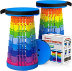 2025 2PCS Upgraded Collapsible Stool Thickened Set, Portable Stool Folding Stools, Foldable Chair for Camping Fishing Hiking BBQ and Outdoor Activities - Max 500lbs (Rainbow)