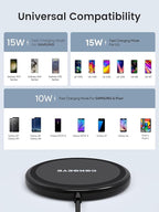 Wireless Charger, 15W Max Fast Wireless Charging Pad 2-Pack Compatible with iPhone 17/17 Air/17 Pro/17 Pro Max/16/15/14/13/12/Samsung S24/S24Ultra/S23Ultra/S22/S21,AirPods Pro2