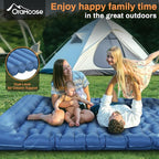 Double Sleeping Pad for Camping, Extra Thick 6 Inch Sleeping Mat Camping for 2 Person Self Inflating Camping Pad with Built-in Pillow & Foot Pump Inflatable Camping Mat for Backpacking Hiking Tents
