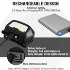 EverBrite Rechargeable Headlamp, LED Bright Motion Sensor Head Lamp Flashlight with 6 Modes, Adjustable Headlight for Adults with White Red Light, Water Resistant, Black, for Hiking, Running, Camping