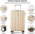 Hanke 20 Inch Expandable Carry on Luggage 22x14x9 Airline Approved Lightweight PC Hard Shell Suitcases with Wheels Travel Luggage Rolling Suitcase Travel Luggage Bag for Weekender(Cuba Sand Pink)