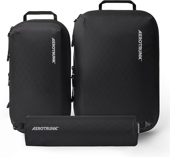 Ultralight Compression Packing Cubes - Lightweight Travel Organizers for Suitcases and Luggage (3-Pack, Black)