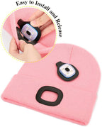 MELASA Unisex Hat with Light, USB Rechargeable Hands Free Headlamp LED Beanie, Winter Gifts for Men Dad Father Husband Him