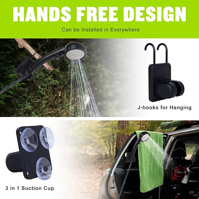 Portable Shower for Camping, [Long-Lasting] Spopal 6000mAh Rechargeable Camping Shower with Intelligent LED Display, 4 Spray Modes, IPX7 Waterproof Outdoor Camp Pump for Hiking, Travel, Car, Pet