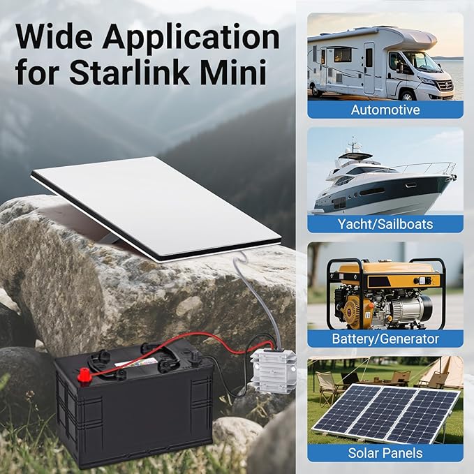 Starlink Mini 12V Boost Converter with DC Power Cord, 12V/24V to 30V 3.5A Converter Kit DC Male Plug for Starlink Mini, Truck RV (3.2ft)