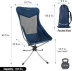 Lightspeed Outdoors Silent Swivel Lightweight Camping Chair | Foldable Compact 360 Degree Chair