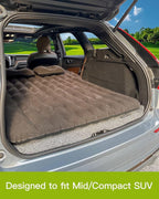 SUV Air Mattress with Cup & Phone Holder, Flocked-Top Car Mattress with 2 Air Pillows & Electric Air Pump, Perfect for Camping, Travel, and Road Trips (Black)