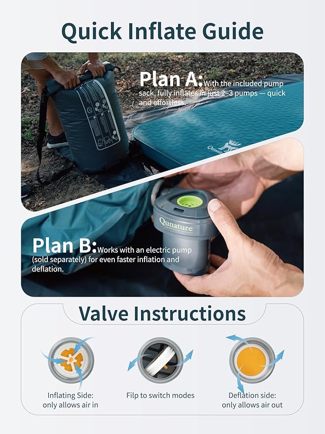 4" Thick Self Inflating Sleeping Pad with Foam, Air Camping Mattress,Innovative Y-Shaped Telescopic Structure,High R-Value and Portable Double Camping Pad for Camping ,Travels, Car, Truck, Hiking