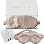 SUNDAYSILKS™ 3D Contoured Silk Sleep Mask | Padded Silk Eye Mask with Eye Cups for Lash Extensions | Blackout, Organic for Women & Men, Perfect for Travel, Slip-Free Deep Sleeping, Antifaz para Dormir