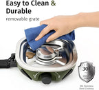 Propane Camping Stove 20,000 BTU - Portable 2 Burner Gas Stove with Adjustable Flame Control, Piezo Ignition, Carry Bag & Propane Adapter Hose, Folding Design for Camp, BBQ, Tailgating, Green